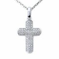 Gargantilla Oro Blanco 14K Cruz con Diamantes