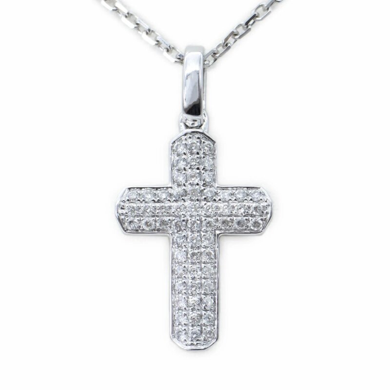 Gargantilla Oro Blanco 14K Cruz con Diamantes