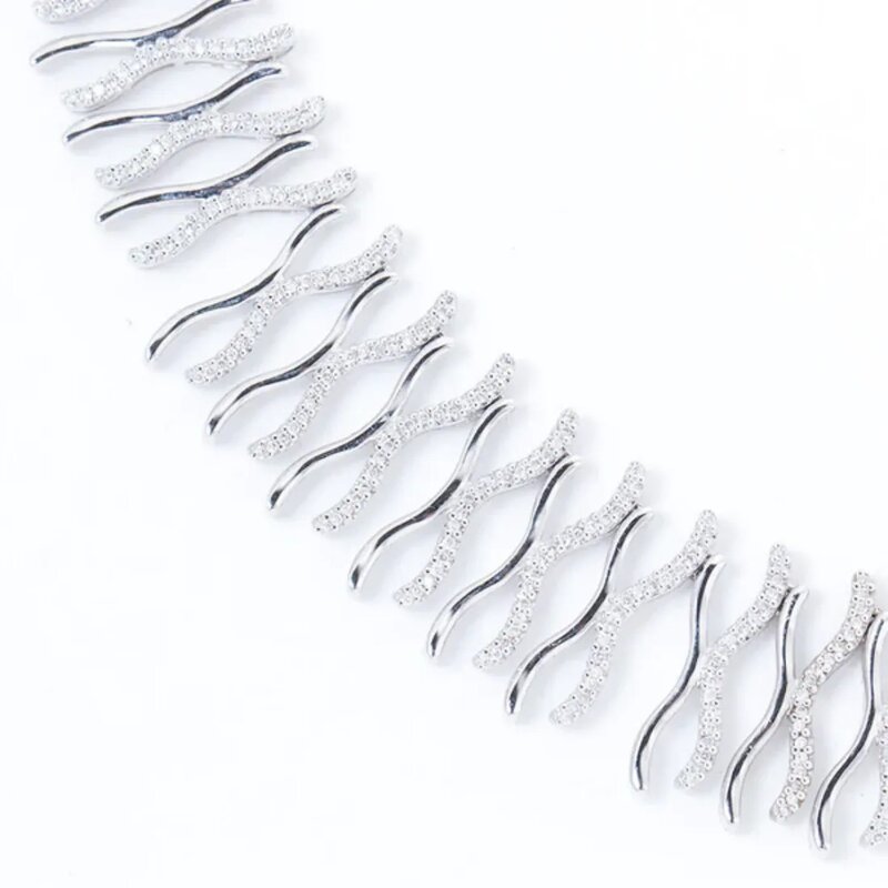 Gargantilla Wave En Oro Blanco 14K Con Diamantes