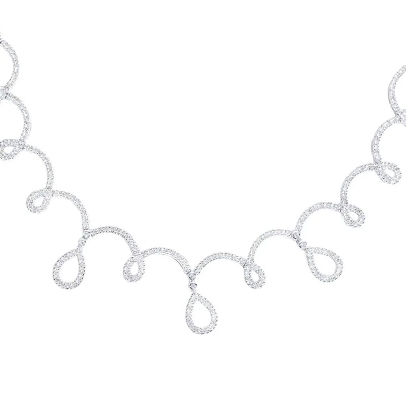 Gargantilla Oro Blanco 14k Con Diamantes