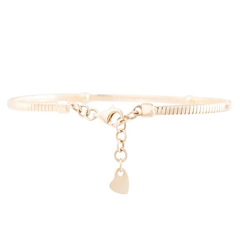 Brazalete Tipo Aro Line En Oro 14k Con Zirconias