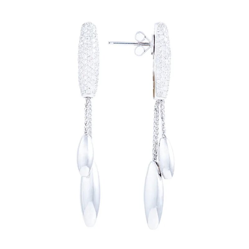 Aretes Drop En Oro Blanco 14k