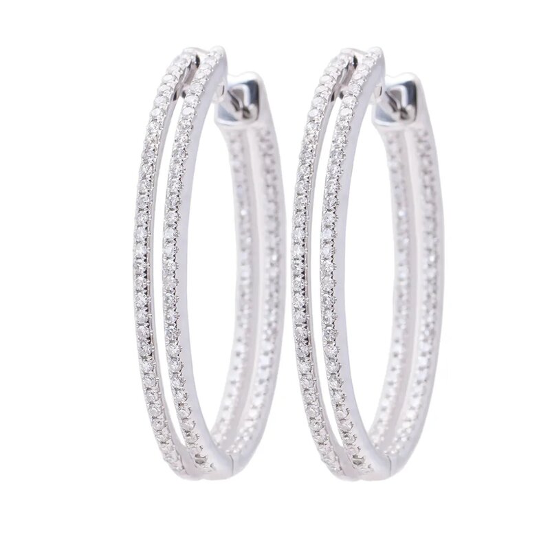 Arracadas Oro Blanco 14k con Diamantes