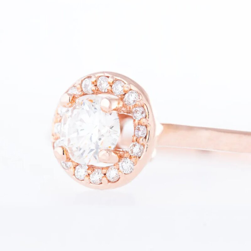Anillo Estilo Halo En Oro Rosa 14k Con Diamantes