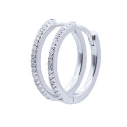 Aretes Oro Blanco 14k Estilo Huggies con Diamantes