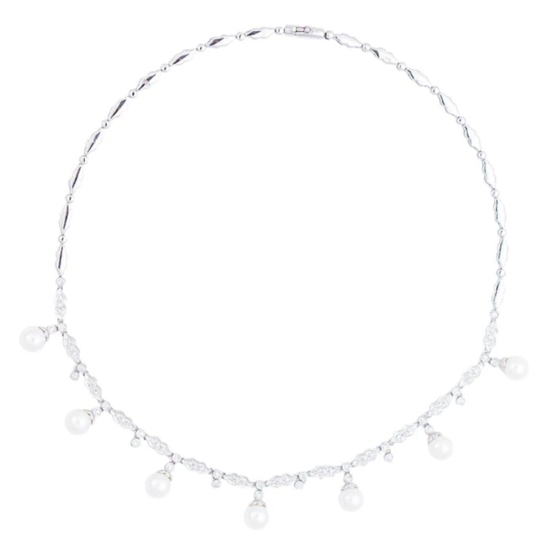 Gargantilla Guirnalda En Oro Blanco 14k