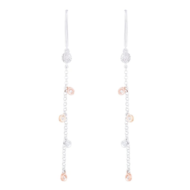 Aretes Drops En Oro 14k Con Diamantes