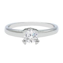 Anillo de Compromiso de Oro Blanco 14K con Diamante Central