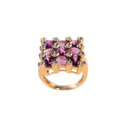 Anillo Geometry En Oro 14k Con Amatistas