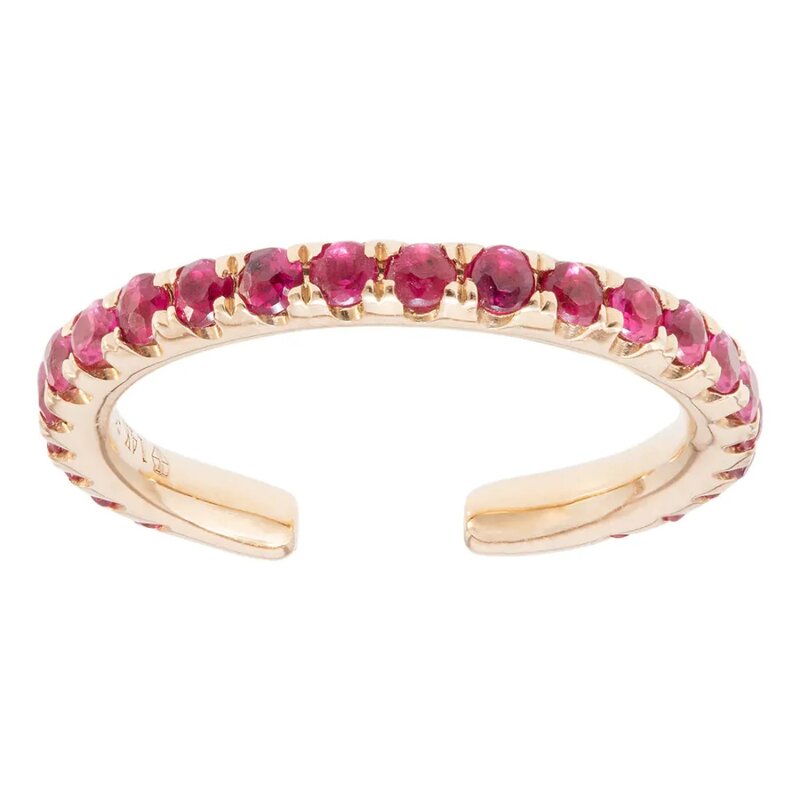 Ear Cuff Oro 14k Con Rubíes