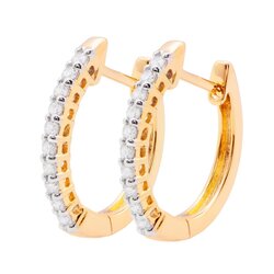 Aretes Huggies Oro Amarillo 14k con Diamantes