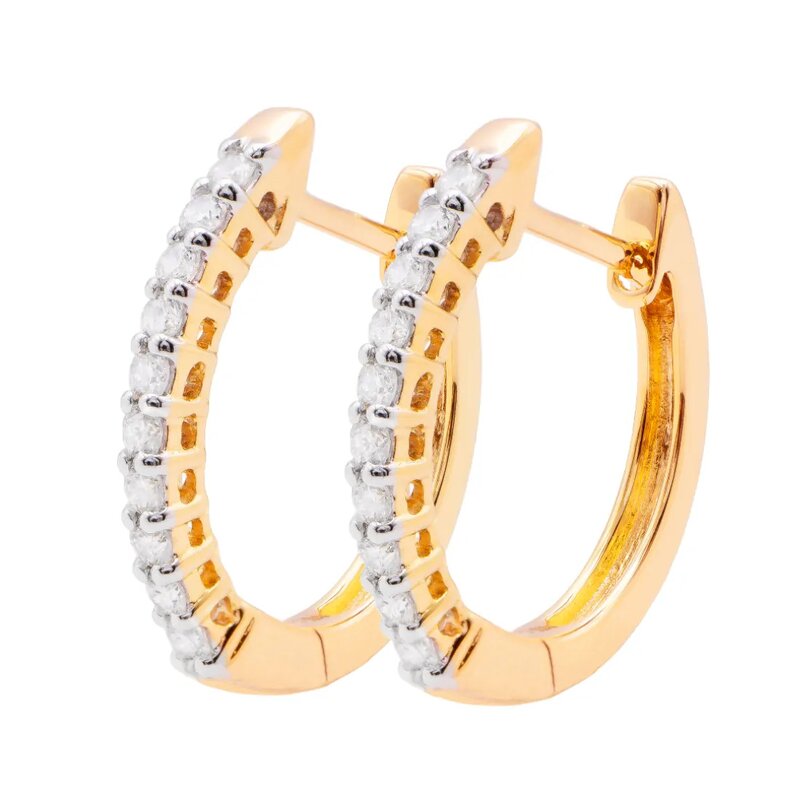 Aretes Huggies Oro Amarillo 14k con Diamantes