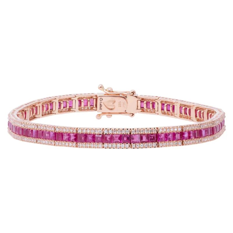 Brazalete Rubíes Oro Rosa 14k