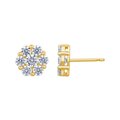 Aretes Oro Amarillo 14k Estilo Flor con Diamantes