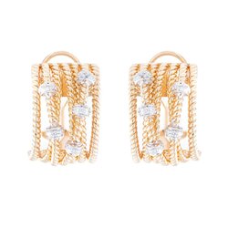 Aretes Rope En Oro 14k Con Diamantes