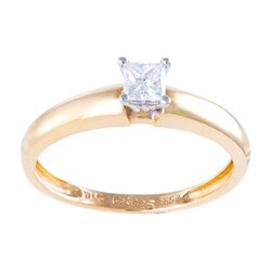 Anillo De Compromiso En Oro Amarillo 14k Con Diamante Corte