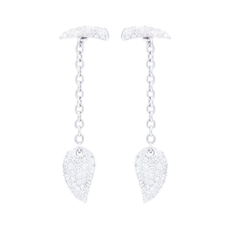 Aretes Oro Blanco 14k Con Diamantes