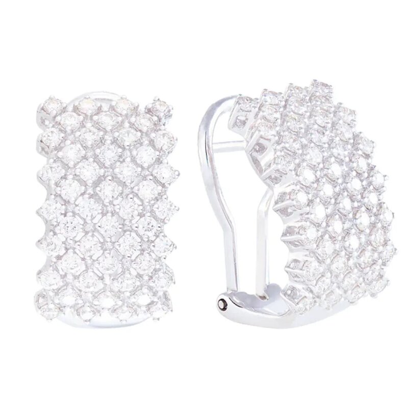 Aretes Cluster Grid En Oro Blanco14k