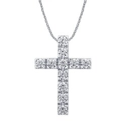 Gargantilla Oro Blanco 14k Cruz con Diamantes