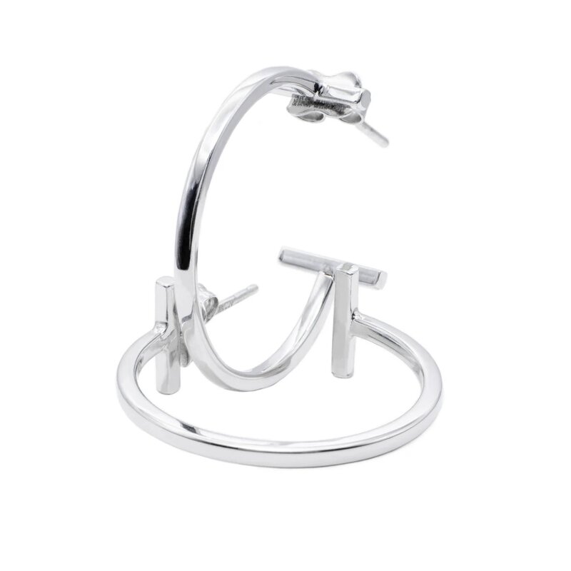 Arracadas Line En Oro Blanco 14k