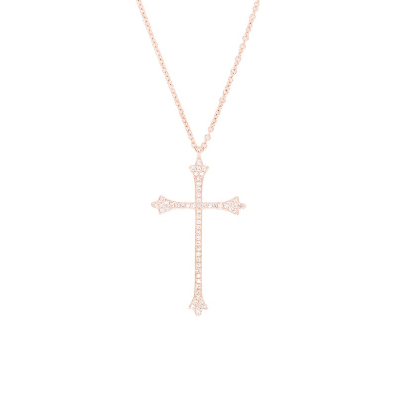 Collar Con Dije De Cruz Oro Rosa 14k