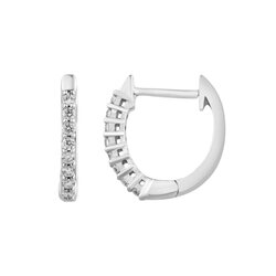 Aretes Huggies Oro Blanco 14k con Diamantes