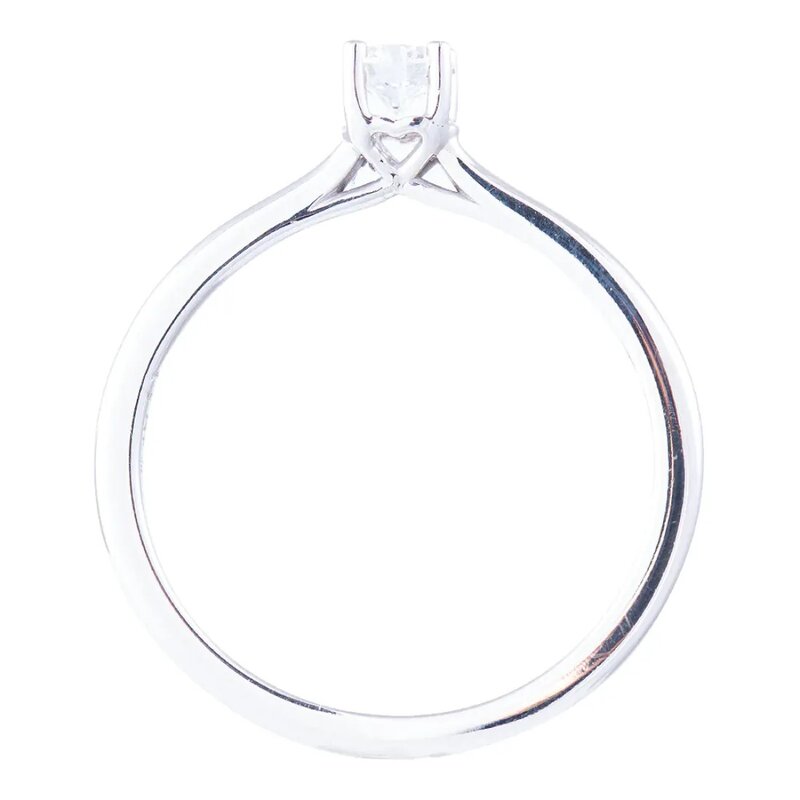 Anillo Solitario Diamante Central Oro Blanco 14k