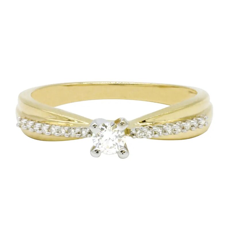 Anillo de Compromiso en Oro Amarillo de 14K y Diamantes