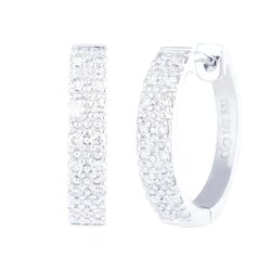 Arracadas Tipo Huggi En Oro Blanco 14k Con Diamantes