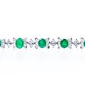 Brazalete De Esmeraldas Oro Blanco 14K Con Diamantes