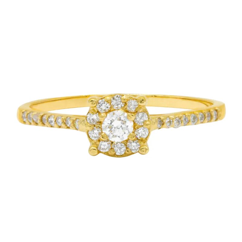 Anillo de Compromiso de Oro Amarillo 14K con Diamantes