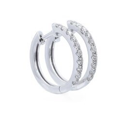 Aretes Huggies Oro Blanco 14K con Diamantes