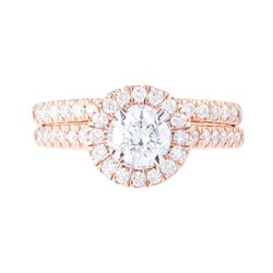 Anillo De Compromiso Estilo Halo En Oro Rosa 14k Con Diamant