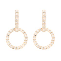 Aretes Oro 14k Con Pendiente Circular