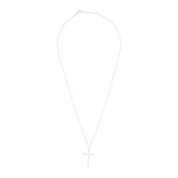 Collar Con Dije De Cruz Oro Rosa 14k