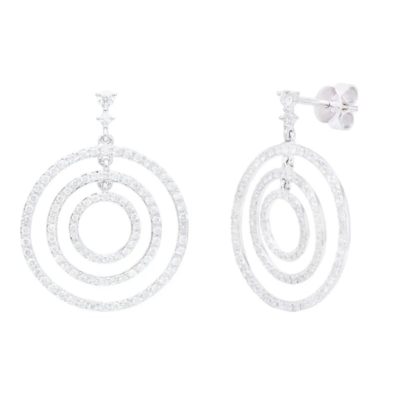 Aretes Circle Oro 14k Con Diamantes