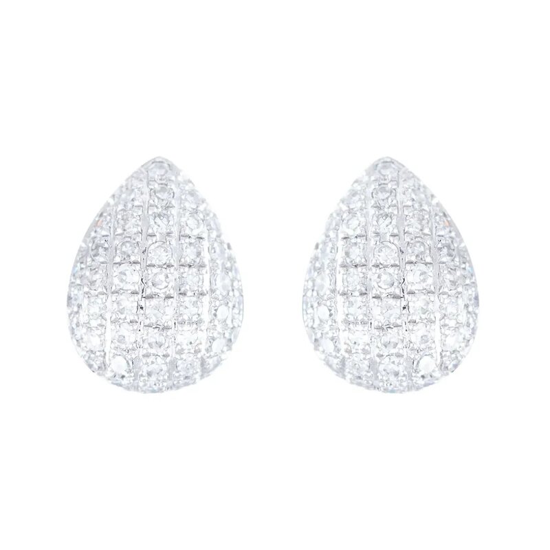Aretes Drop En Oro Blanco 14k Con Diamantes