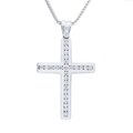 Gargantilla Oro Blanco 14K Cruz con Diamantes