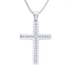 Gargantilla Oro Blanco 14K Cruz con Diamantes