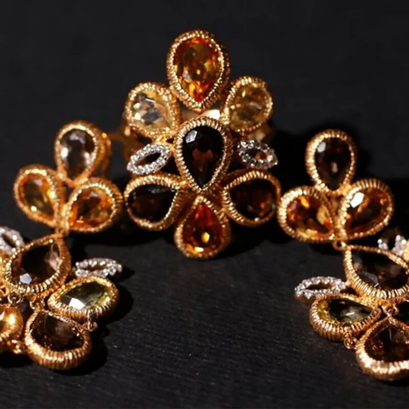 Set Anillo Y Aretes Garden