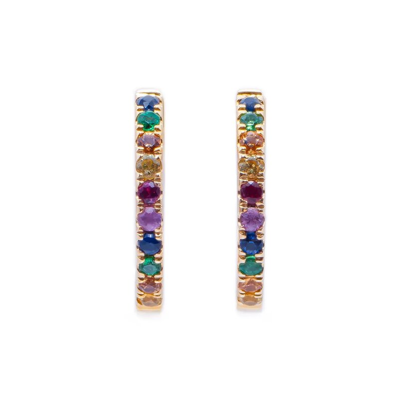 Aretes Huggies Arcoiris 14K .22Q