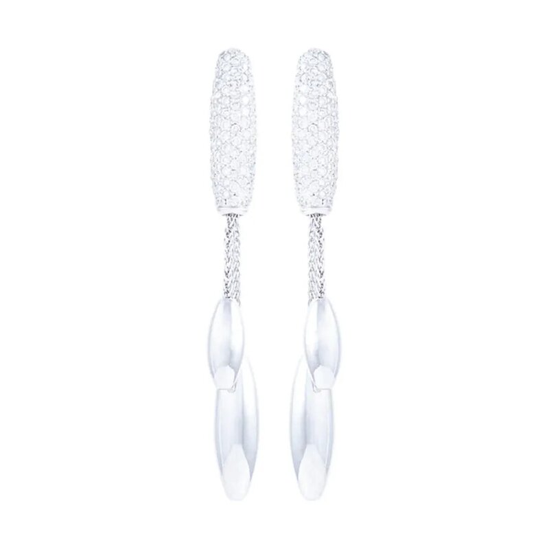 Aretes Drop En Oro Blanco 14k