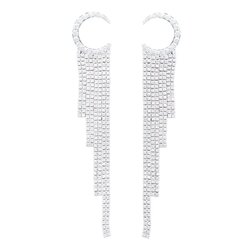 Aretes Luna De Oro Blanco Con Diamantes