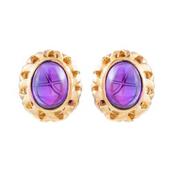 Aretes En Oro 18k Con Amatistas Xl