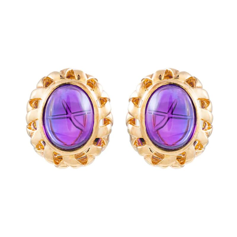 Aretes En Oro 18k Con Amatistas Xl