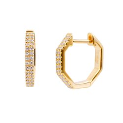 Aretes Oro Amarillo 14k Estilo Huggies con Diamantes