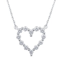 Gargantilla Oro Blanco 14k Corazón con Diamantes