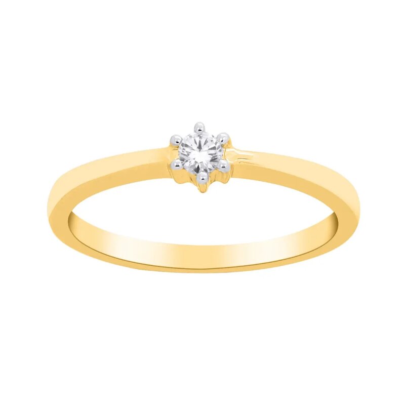 Anillo De Promesa Solitario De Oro Amarillo 14k Diamante .07