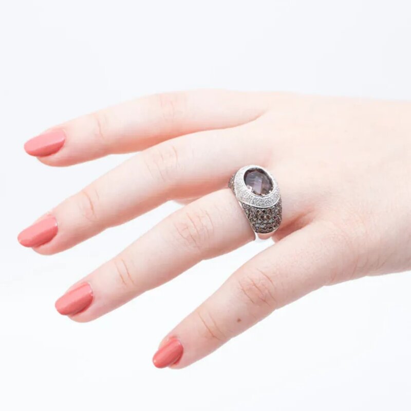 Anillo Extravaganza En Oro Blanco 14k Con Topacio