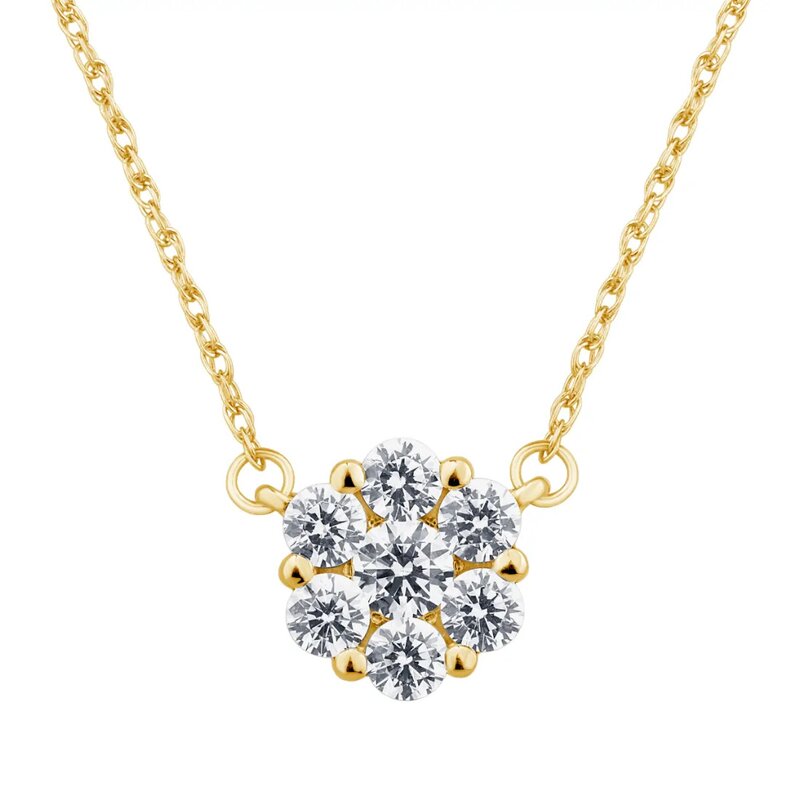 Gargantilla Oro Amarillo 14k Estilo Flor con Diamantes